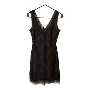 McClintock Collections Black Floral Lace dress Nude Lined